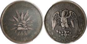 MEXICO. Chihuahua. Silver Peso, 1915-C Ha. PCGS VG-10.
KM-619. This piece exhibits medium gray toning along with golden toning and some iridescence p...
