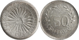 MEXICO. Chihuahua. Hidalgo del Parral. 50 Centavos, 1913. PCGS AU-58.
KM-608. Reeded edge. On the cusp of Mint State status, this minor remains large...