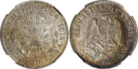 MEXICO. Guerrero. Taxco. Peso, 1915-GRO. NGC MS-62.
KM-672. A wonderfully toned and radiant Peso, this tremendous specimen yields a vibrant strike an...