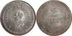 MEXICO. Oaxaca. 2 Pesos, 1915-TM. PCGS MS-63.
KM-744. Quite sharp despite its somewhat crude manufacture, this Choice specimen yields an enchanting t...