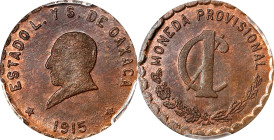 MEXICO. Oaxaca. Centavo, 1915. PCGS MS-65 Brown.
KM-710. Weakly struck, as is normal for the type, with a rich milk chocolate patina that is rather p...