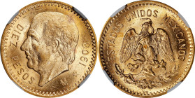 MEXICO. 10 Pesos, 1908-M. Mexico City Mint. NGC MS-64.
KM-455. A lustrous and pleasing example of this issue.

Estimate: $475.00- $600.00