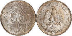 MEXICO. 50 Centavos, 1919-M. Mexico City Mint. PCGS MS-63.
KM-446. This Choice specimen delivers good details and rich luster on flan.

Estimate: $...