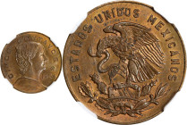 MEXICO. 5 Centavos, 1954-Mo. Mexico City Mint. NGC MS-64.
KM-424. Variety without dot. A handsome near-Gem, this glowing specimen delivers a sharp st...