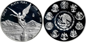 MEXICO. Onza, 2008-Mo. Mexico City Mint. PCGS PROOF-69 Deep Cameo.
KM-639. Crisp cameoed surfaces contrast satin devices on this near perfect Onza. N...