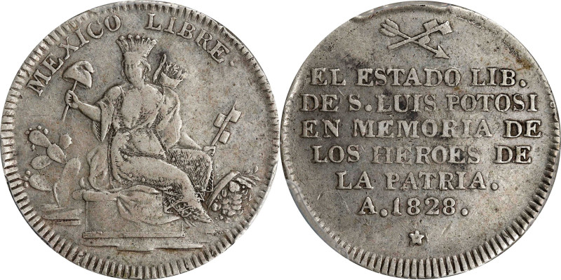 MEXICO. San Luis Potosi. Heroes of the Homeland Silver Proclamation Medal, 1828....