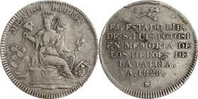 MEXICO. San Luis Potosi. Heroes of the Homeland Silver Proclamation Medal, 1828. PCGS VF-35.
Grove-75A; Fonrobert-6967. Diameter: 29mm. Obverse: Fema...