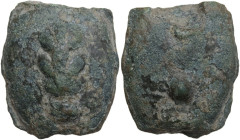 Greek Italy. Uncertain Umbria or Etruria. AE Cast Sextans, 3rd century BC. Obv. Club. Rev. Two pellets. Vecchi ICC 199; HN Italy 54. AE. 26.54 g. 27.5...