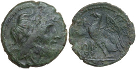 Greek Italy. Bruttium, Brettii. AE 22 mm, c. 208-203 BC. Obv. Laureate head of Zeus right, within laurel wreath. Rev. BPETTI-ΩΝ, Eagle standing left, ...