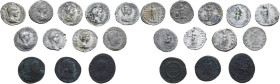 The Roman Empire. Multiple lot of twelve (12) unclassified AR/BI coins. AR/BI.