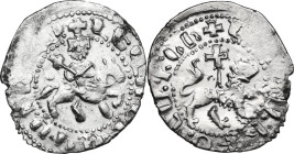 Kings of Armenia. Levon III (1301-1307). AR Takrarin. Bed. 1734. AR. 2.10 g. 21.80 mm. Areas of weak strike. Lustrous. Good VF.