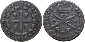 Carlo Emanuele III (1730-1773). Monetazione per la Sardegna. Soldo sardo 1771. MIR (Savoia) 965d; Sim. 52; Biaggi 830. MI. 2.01 g. 20.00 mm. BB.