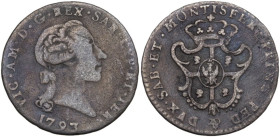 Vittorio Amedeo III (1773-1796), monetazione per la Sardegna. Reale 1793. MIR (Savoia) 1005h; Sim. 27; Biaggi 866c. MI. 3.01 g. 21.50 mm. R. qBB.