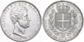 Carlo Alberto (1831-1849). 5 lire 1836 Genova. Pag. 239; MIR (Savoia) 1047n. AG. 25.07 g. 37.00 mm. Bella patina riposata. qSPL.