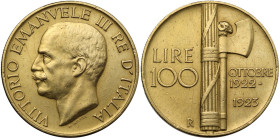 Vittorio Emanuele III (1900-1943). 100 lire 1923. Pag. 644; MIR (Savoia) 1116a. AU. 32.18 g. 35.00 mm. R. Segnetti e graffi. BB.