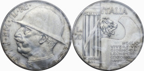 Vittorio Emanuele III (1900-1943). 20 lire 1928 A. VI. Pag. 680; MIR (Savoia) 1129. AG. 35.50 mm. NC. Perizia Rollero (SPL). Bel BB.