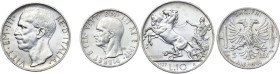 Vittorio Emanuele III (1900-1943). Lotto di due (2) monete: 10 lire 1927 (*) e 5 lek 1939 (Albania). Pag. 692 e 992; MIR (Savoia) 1132c e 1184. AG.