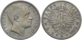 Vittorio Emanuele III (1900-1943). 2 lire 1902. Pag. 726; MIR (Savoia) 1139b. AG. 27.00 mm. R. BB.