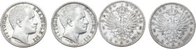 Vittorio Emanuele III (1900-1943). Lotto di due (2) monete da 2 lire 1902 e 1906. Pag. 726 e 730; MIR (Savoia) 1139b e 1139f. AG.