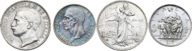Vittorio Emanuele III (1900-1943). Lotto di due (2) monete: 5 lire 1936 e 2 lire 1911. AG. Entrambe in altissima conservazione.