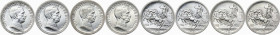Vittorio Emanuele III (1900-1943). Serie delle quattro (4) monete da 2 lire 1914-1917. Pag. 737/740; MIR (Savoia) 1142. AG. 27.00 mm. Tutte in altissi...