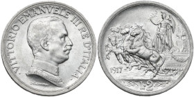 Vittorio Emanuele III (1900-1943). 2 lire 1917. Pag. 740; MIR (Savoia) 1142d. AG. 9.99 g. 27.00 mm. qFDC/FDC.