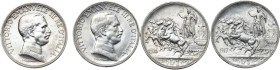 Vittorio Emanuele III (1900-1943). Lotto di due (2) monete da 1 lira: 1916 e 1917. Pag. 774 e 775; MIR (Savoia) 1147b e 1147c. AG.