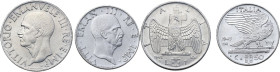 Vittorio Emanuele III (1900-1943). Lotto di due (2) monete da 1 lira e 50 centesimi 1943 A. XXI. Pag. 797 e 826; MIR (Savoia) 1149j e 1151j. NI. R. Di...