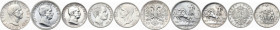 Lotto di cinque (5) monete: Vittorio Emanuele III 10 lek 1939 (Albania), 5 lire 1936, 2 lire 1916, lira 1902, lira 1917. AG. Il 5 lire 1936 è di alta ...