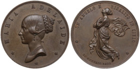 Regnando Vittorio Emanuele II (1861-1878). Maria Adelaide (1822-1855). Medaglia 1855 per la morte. Martini 1772; Fava 29; Camozzi 902. AE. 13.02 g. 29...