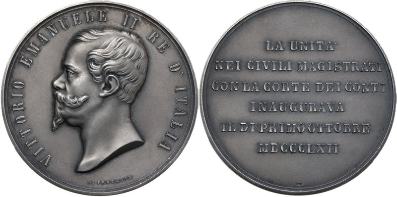Vittorio Emanuele II (1861-1878). Medaglia 1862. Cf. Martini 2871. AG. 79.50 g. ...