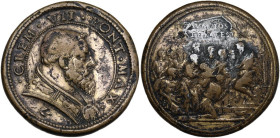 Clemente VII (1523-1534), Giulio De Medici. Medaglia. D/ CLEM VII PONT MAX. Busto a destra a capo nudo e piviale decorato. R/ EGO SVM IOSEPH FRATER VE...