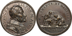 Innocenzo XII (1691-1700), Antonio Pignatelli. Medaglia 1700 per la Lavanda. D/ INNOCEN XII PON M A IVB. Busto a destra con berrettino, mozzetta e sto...