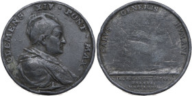 Clemente XIV (1769-1774), Gian Vincenzo Ganganelli. Medaglia 1773 per la cacciata dei Gesuiti. D/ CLEMENS XIV PONT MAX. Busto a destra con camauro, mo...