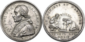 Pio VII (1800-1823), Barnaba Chiaramonti. Medaglia A. IX per la Lavanda. D/ PIVS VII PONT MAX ANN IX. Busto a sinistra con cappellino, mozzetta e stol...