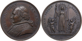 Pio VIII (1829-1830), Francesco Saverio Castiglioni. Medaglia A. I. D/ PIVS VIII PONT MAX ANNO I. Busto a sinistra con berretto, mozzetta e stola; sot...