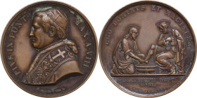 Pio IX (1846-1878), Giovanni Mastai Ferretti. Medaglia A. VIII per la Lavanda. D/ PIVS IX PONT MAX ANNO VIII. Busto a sinistra con cappellino, mozzett...
