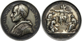 Leone XIII (1878-1903), Gioacchino Pecci. Medaglia A. X, per l'esposizione in Vaticano dei doni ricevuti per il Giubileo Sacerdotale. D/ LEO XIII PONT...