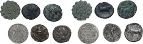 Miscellanea. Lotto di sei (6) monete da classificare; dal mondo greco al medioevo. AG;AE.