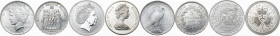 World Coins. Lot of four (4) AR coins: Australia Dollar 2001, France 5 francs 1877 A, Isle of Man crown 1952, USA dollar 1922. AR.