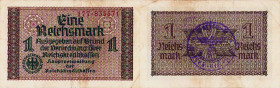 Besatzungsausgaben des Zweiten Weltkriegs
Reichskreditkassenscheine 1939-1944 1 Reichsmark o.D. Mit Dienststempel der Waffe-SS, Verwaltung SS Flak-Er...