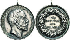 Orden deutscher Länder Schwarzburg-Sondershausen
Silberne Medaille für Rettung aus Gefahr Verliehen 1898-1918. Silber. 2. Prägung. 30 mm, 12,85 g Nim...