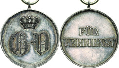 Orden deutscher Länder Waldeck und Pyrmont
Silberne Verdienstmedaille Verliehen 1878-1899. Silber. 30,0 mm, 14,03 g. (kleine Fürstenkrone) ohne Band ...