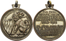 Regimente
Bayern Versilberte Bronzemedaille 1913 (C. Poellath) Zur Erinnerung an die 50. Jahrfeier des Königlich Bayerischen Ulanen-Regiments. Löwe m...
