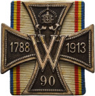 Regimente
Mecklenburg Versilberte Bronzemedaille 1913. Jubiläumsabzeichen des Großherzoglichen Mecklenburgischen Füsilier-Regiments "Kaiser Wilhelm" ...