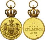 Ausländische Orden und Ehrenzeichen Serbien
Medaille für Verdienste um das Königshaus mit Krone 2. Klasse Verliehen 1889/1903. Typ 2, ohne Band. Bunt...