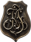 Militaria
 Plakette Wappenschild mit aufgelegten Monogramm "KJ". Rückseite glatt, Silber, 46 x 33 mm, 21,24 Fein gearbeitet, vorzüglich