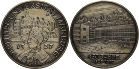 Akademien, Schulen, Universitäten
 Silbermedaille 1977. 450 Jahre Universität Marburg. Alte Universität / Neue Universität. Mit Randpunze: 499. 38 mm...