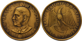 Drittes Reich
 Bronzemedaille 1933 (O. Glöckler) Ernennung Hitlers zum Reichskanzler. Brustbild nach links / Adler mit zerrissenen Ketten. Randpunze:...