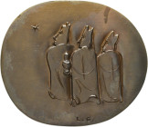 Gies, Ludwig 1887-1966 Einseitige Bronzeplakette o.J. (1. Hälfte 60er Jahre). Heilige Drei Könige. Weise aus dem Morgenland fast in Rückenansicht, den...